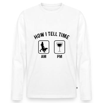 Wie sage ich Zeit am PM 2 - - Männer Premium Bio Langarmshirt - Weiß - Vorne - Nico (187cm)