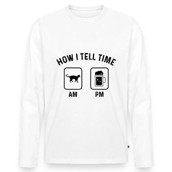 How to say time at PM - (2) - Men's Premium Organic Long Sleeve Shirt - white - Front - Nico (187cm)