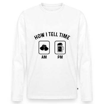 Comment dire l’heure sur PM 1 - (2) - T-shirt manches longues Premium bio Homme - blanc - Devant - Nico (187cm)