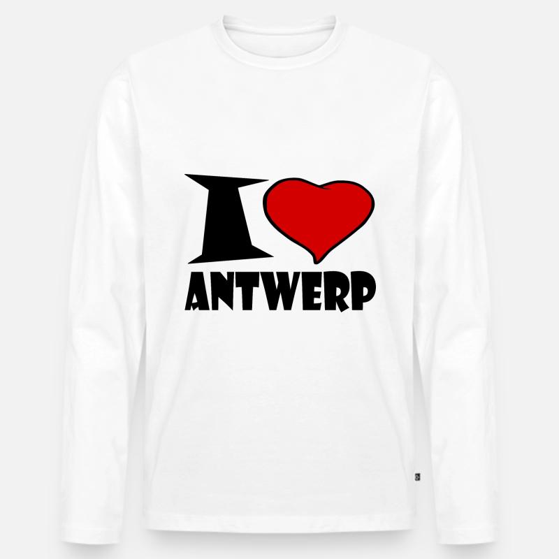 I love Antwerp - Männer Premium Bio Langarmshirt - Weiß
