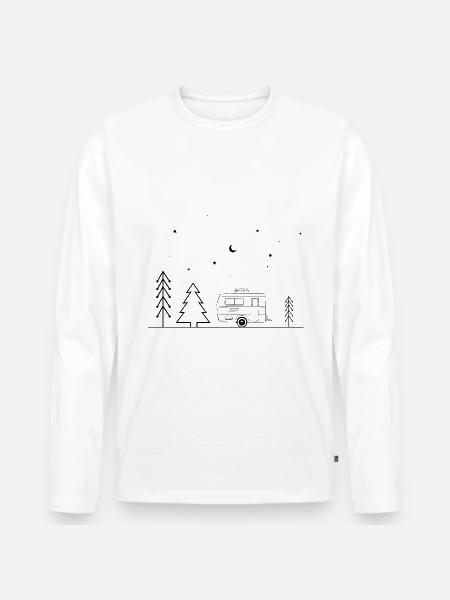 Camping minimal - - Männer Premium Bio Langarmshirt - Weiß