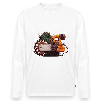 Männer Holzfäller Kettensäge - Männer Premium Bio Langarmshirt - Weiß - Vorne - Nico (187cm)