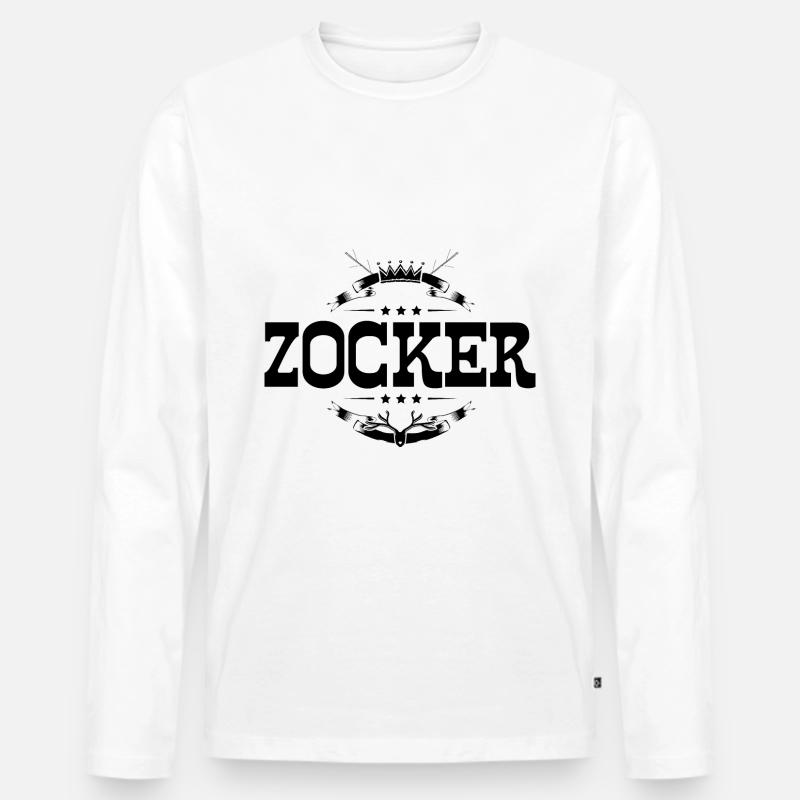 Zocker Gamer - Männer Premium Bio Langarmshirt - Weiß