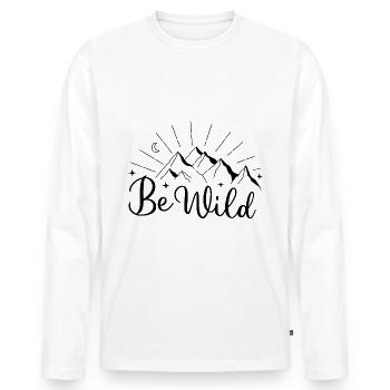 Wild sein - - Männer Premium Bio Langarmshirt - Weiß - Vorne - Nico (187cm)
