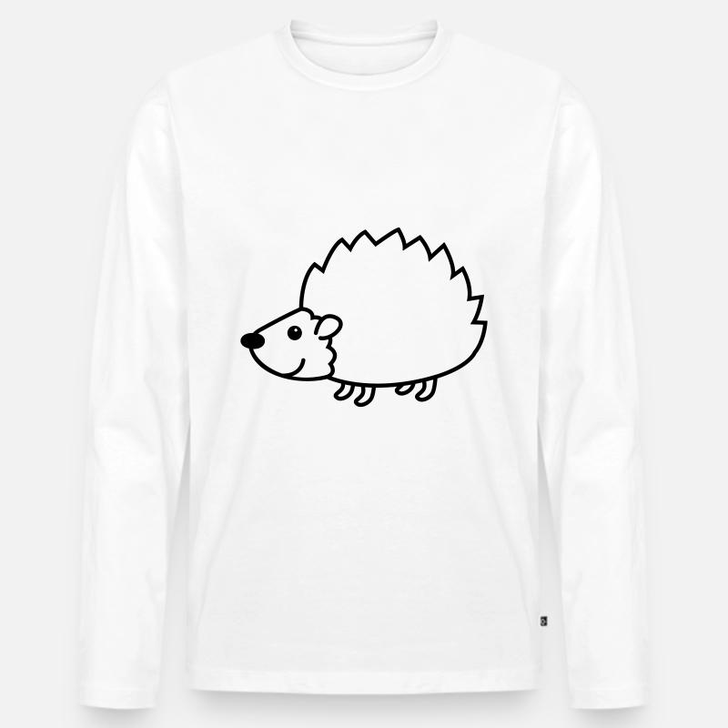 Igel Comic Tier - Männer Premium Bio Langarmshirt - Weiß