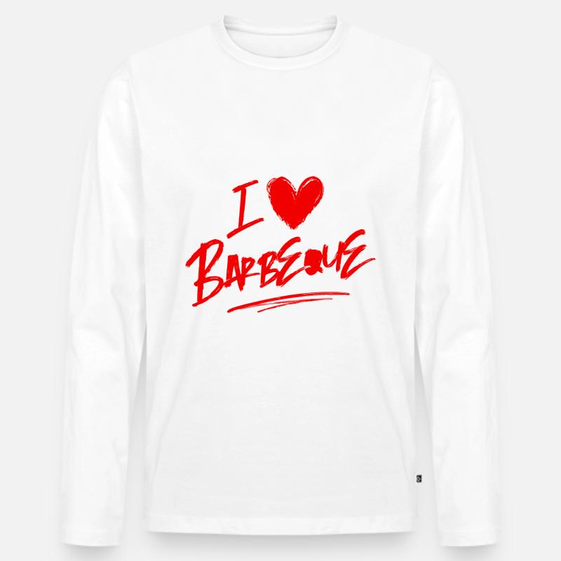 Ich liebe Barbeque - Männer Premium Bio Langarmshirt - Weiß
