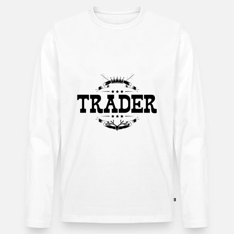 Trader Beruf - Männer Premium Bio Langarmshirt - Weiß