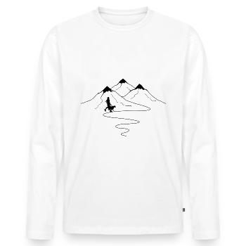 Mountain trail curves and dog - (do) - Men's Premium Organic Long Sleeve Shirt - white - Front - Nico (187cm)