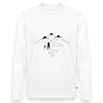 Courbes des sentiers de montagne et pêche - - T-shirt manches longues Premium bio Homme - blanc - Devant - Nico (187cm)