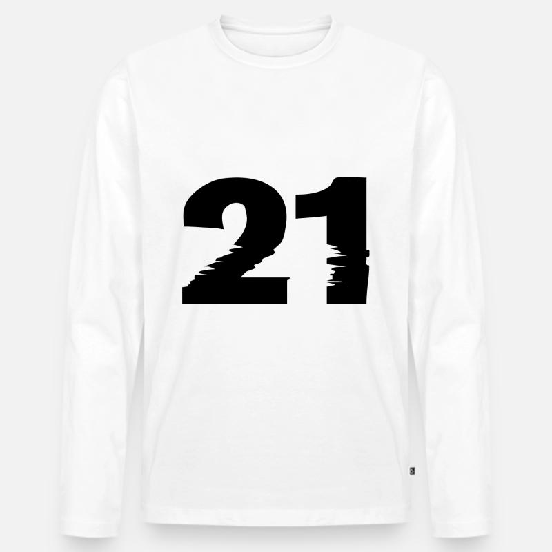 21 Zahl - Männer Premium Bio Langarmshirt - Weiß