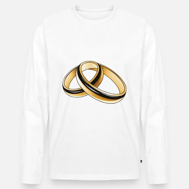 Eheringe Symbol Hochzeit - Männer Premium Bio Langarmshirt - Weiß