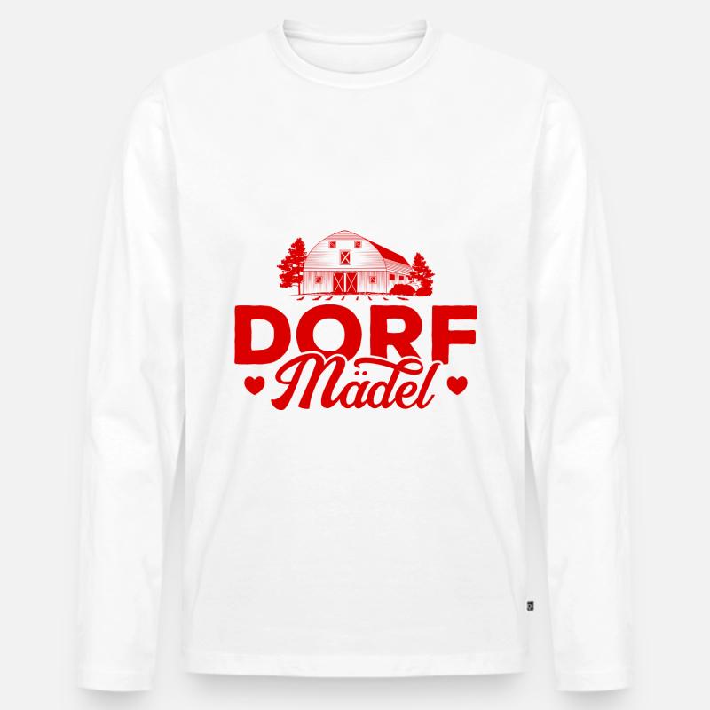 Dorf Mädel - Männer Premium Bio Langarmshirt - Weiß