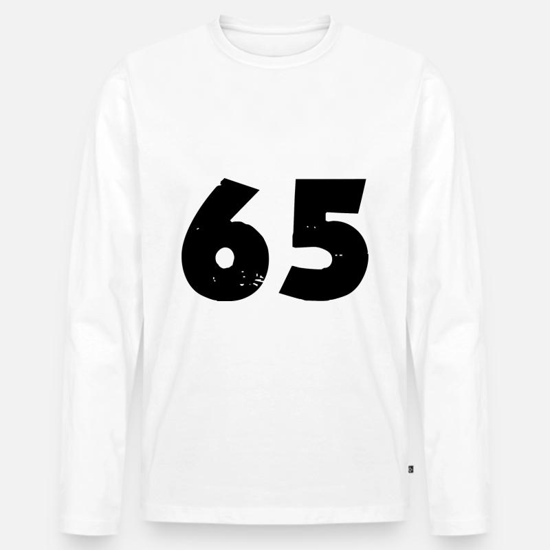 65 Zahl - Männer Premium Bio Langarmshirt - Weiß