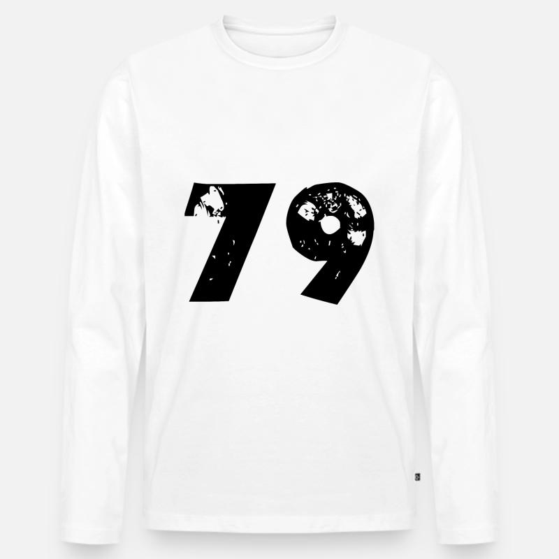 79 Zahl - Männer Premium Bio Langarmshirt - Weiß