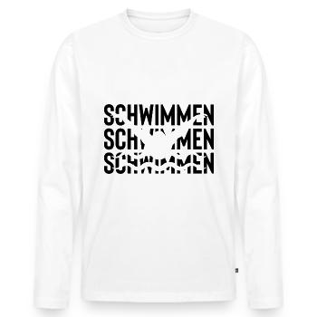 Schwimmen - - Männer Premium Bio Langarmshirt - Weiß - Vorne - Nico (187cm)