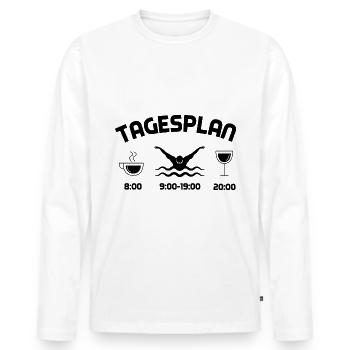 Tagplan - (2) - Männer Premium Bio Langarmshirt - Weiß - Vorne - Nico (187cm)