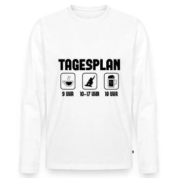 Tagesplan - - Männer Premium Bio Langarmshirt - Weiß - Vorne - Nico (187cm)
