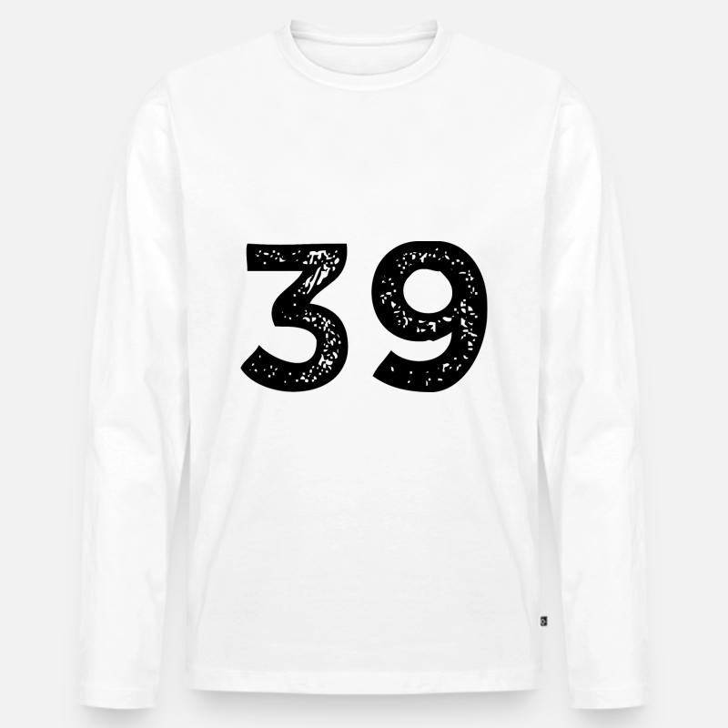 39 Zahl Trikot - Männer Premium Bio Langarmshirt - Weiß