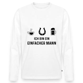 Ich bin ein Einfacher Mann 1 - - Männer Premium Bio Langarmshirt - Weiß - Vorne - Nico (187cm)