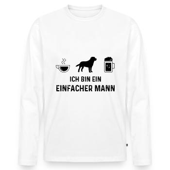 Ich bin ein Einfacher Mann - - Männer Premium Bio Langarmshirt - Weiß - Vorne - Nico (187cm)