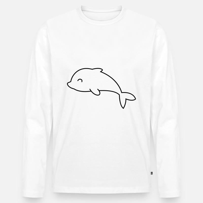 Delfin Comic Tier - Männer Premium Bio Langarmshirt - Weiß