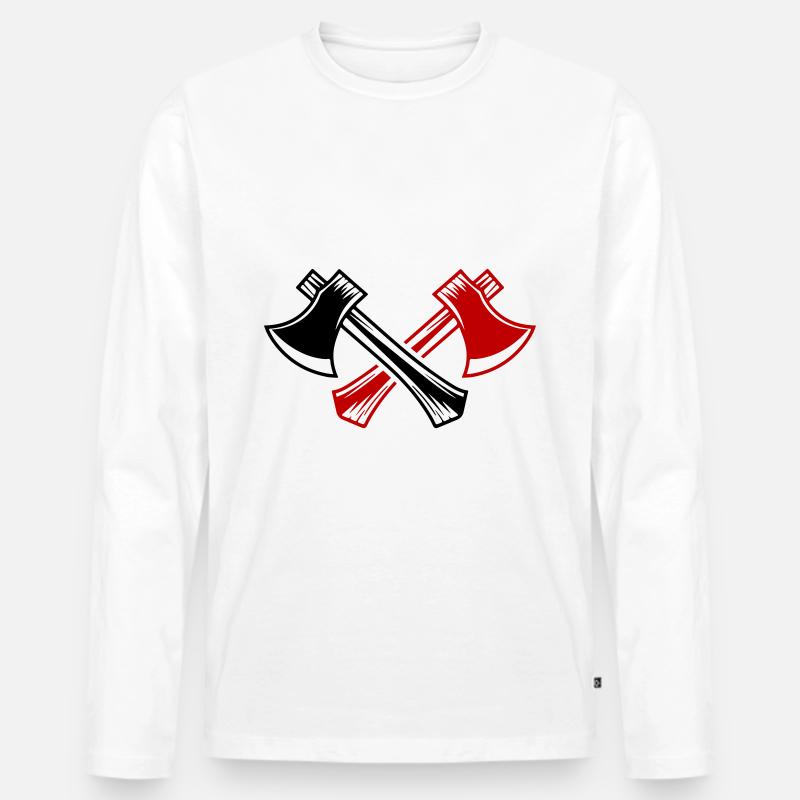Axt Icon - Männer Premium Bio Langarmshirt - Weiß