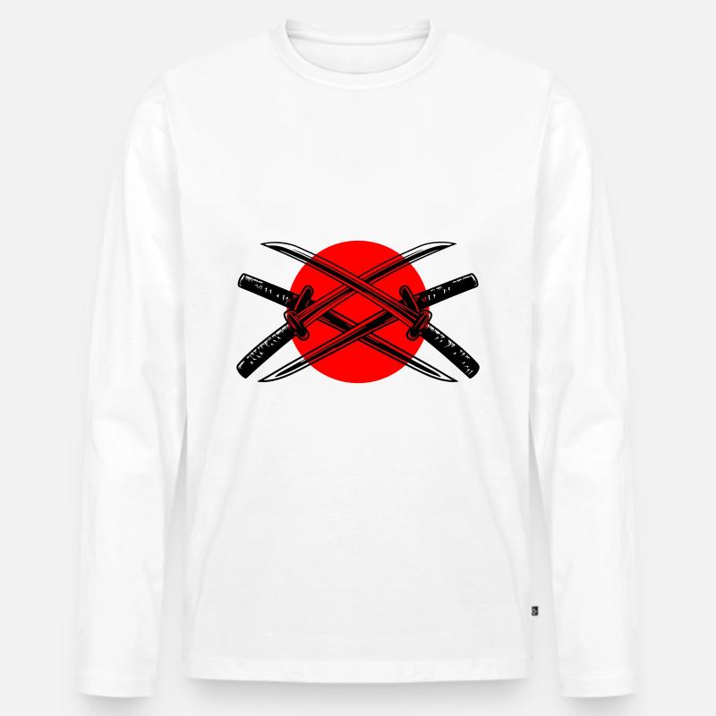 Samurai Schwert Element - Männer Premium Bio Langarmshirt - Weiß