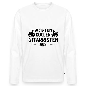 SOHT EIN Kühler Gitarreisten AUS - - Männer Premium Bio Langarmshirt - Weiß - Vorne - Nico (187cm)