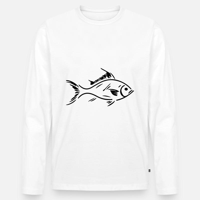 Fisch Silhouette - Männer Premium Bio Langarmshirt - Weiß