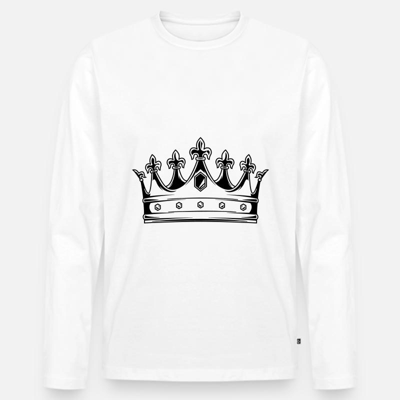 krone symbol - Männer Premium Bio Langarmshirt - Weiß