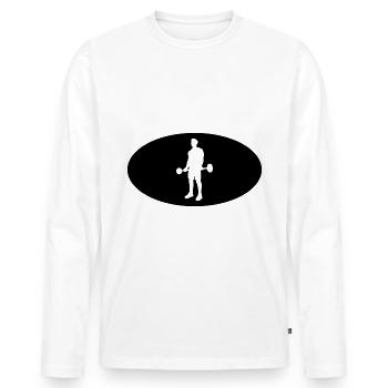 Demi-cercle et fitness - - T-shirt manches longues Premium bio Homme - blanc - Devant - Nico (187cm)