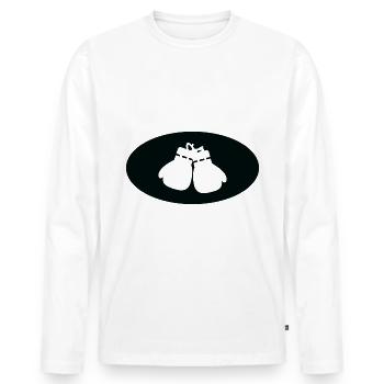 Halbkreis Boxhandschuhe - Bo - Männer Premium Bio Langarmshirt - Weiß - Vorne - Nico (187cm)