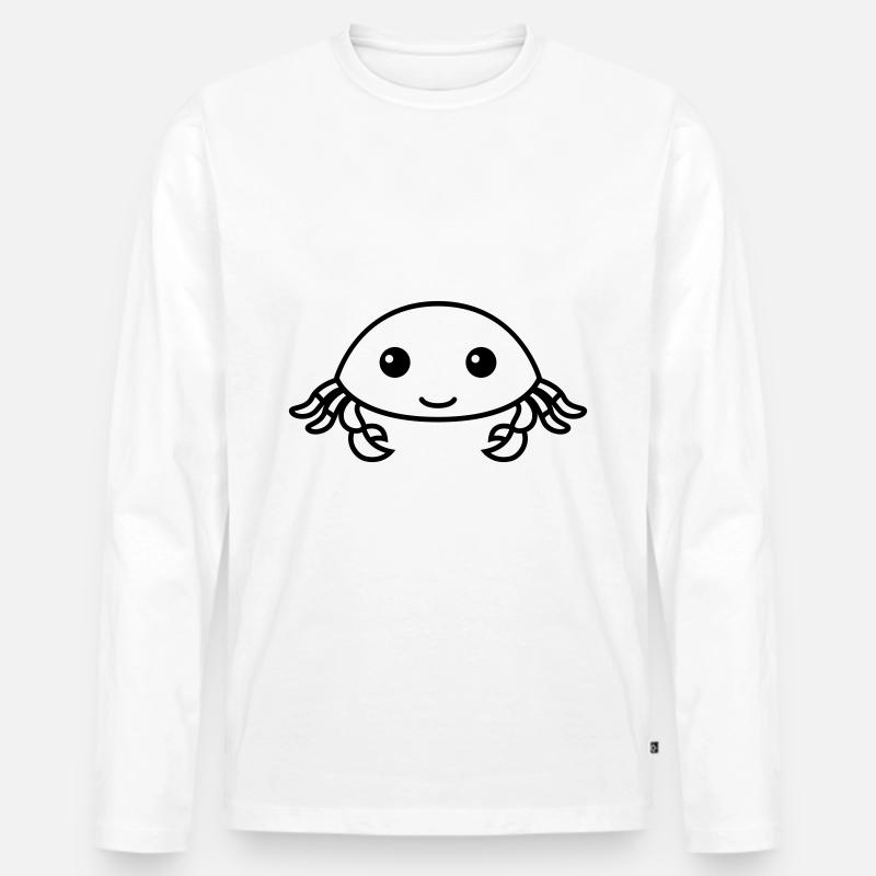 Krabbe Comic Tier - Männer Premium Bio Langarmshirt - Weiß