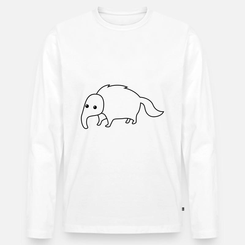 Ameisenbär Comic Tier - Männer Premium Bio Langarmshirt - Weiß