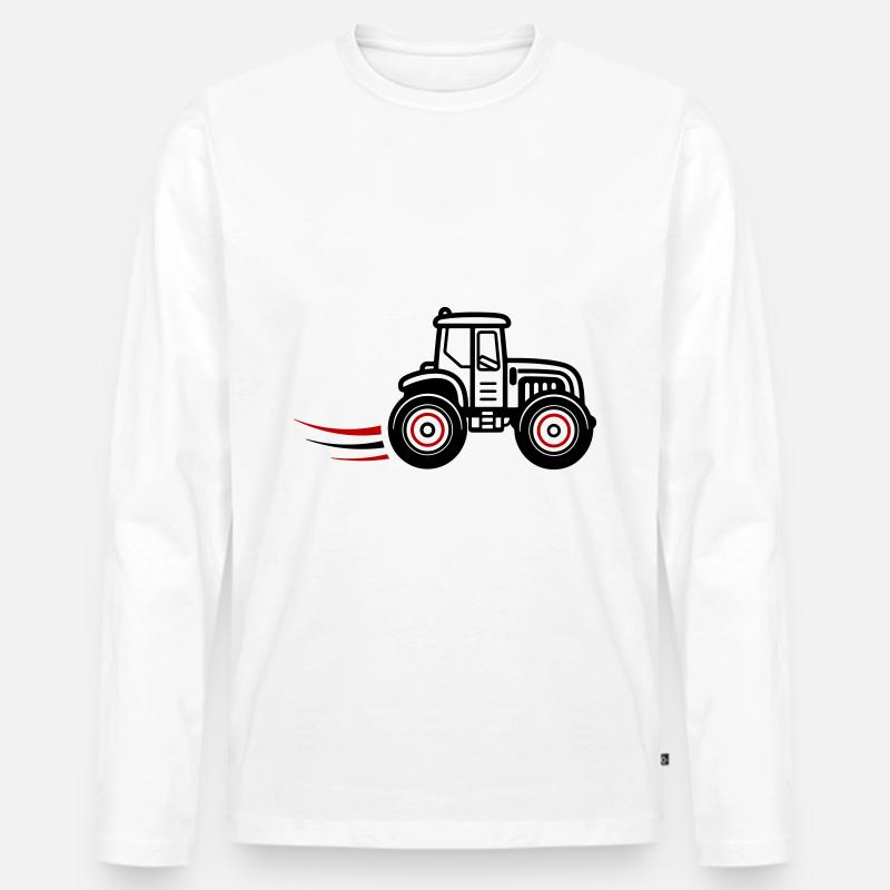 Traktor Bauer Farmer Symbol - Männer Premium Bio Langarmshirt - Weiß