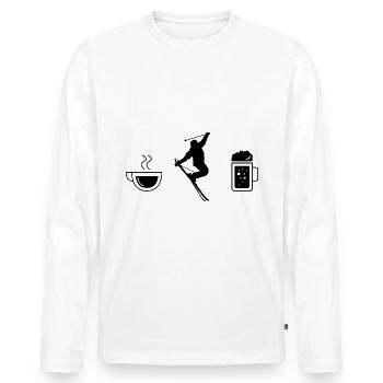 Coffee beer & skiing - (2) - Men's Premium Organic Long Sleeve Shirt - white - Front - Nico (187cm)