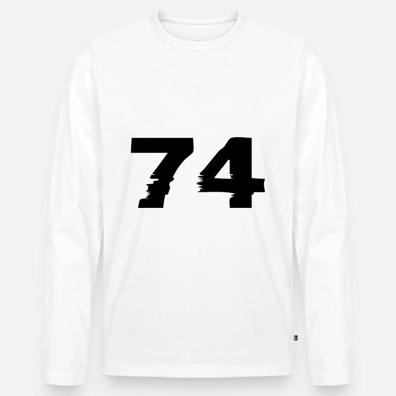 74 Numero - Maglia a manica lunga ecologica premium da uomo - bianco