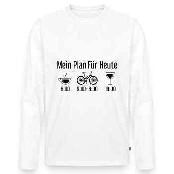Mein Plan für Heute - (2) - Männer Premium Bio Langarmshirt - Weiß - Vorne - Nico (187cm)