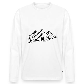 Berg 1 und laufend - - Männer Premium Bio Langarmshirt - Weiß - Vorne - Nico (187cm)