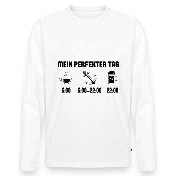 Mein Perfekt-Tag 1 - - Männer Premium Bio Langarmshirt - Weiß - Vorne - Nico (187cm)