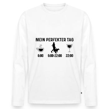 Mein Perfekt-Tag 2 - (2) - Männer Premium Bio Langarmshirt - Weiß - Vorne - Nico (187cm)