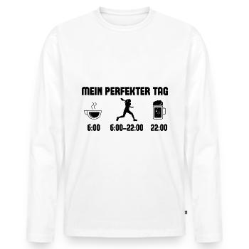 Mein Perfekt-Tag 1 - - Männer Premium Bio Langarmshirt - Weiß - Vorne - Nico (187cm)