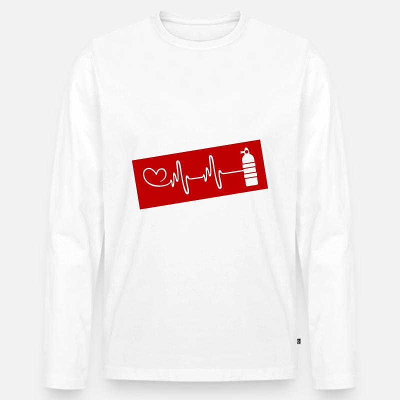 Sauerstoff Tauchen puls herz - Männer Premium Bio Langarmshirt - Weiß