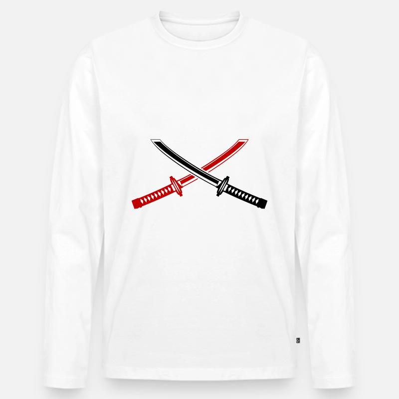 Samurai Schwert Icon - Männer Premium Bio Langarmshirt - Weiß