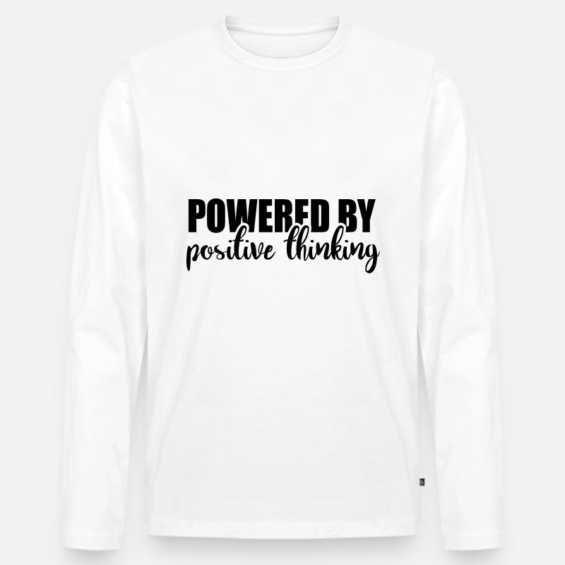 Powered by positive thinking - Männer Premium Bio Langarmshirt - Weiß