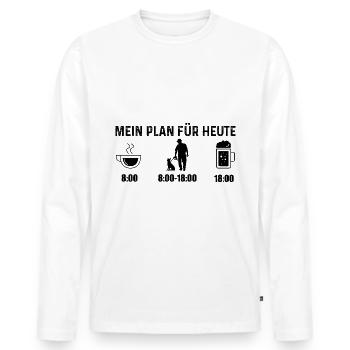 Mon plan pour aujourd’hui 1 - - T-shirt manches longues Premium bio Homme - blanc - Devant - Nico (187cm)