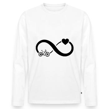Unendlichkeit Herz und E-Bike - - Männer Premium Bio Langarmshirt - Weiß - Vorne - Nico (187cm)