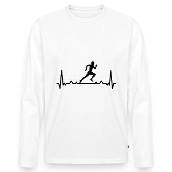 Heartbeat and Running - (2) - Men's Premium Organic Long Sleeve Shirt - white - Front - Nico (187cm)