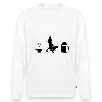 Café Bière et Chien - (3) - T-shirt manches longues Premium bio Homme - blanc - Devant - Nico (187cm)