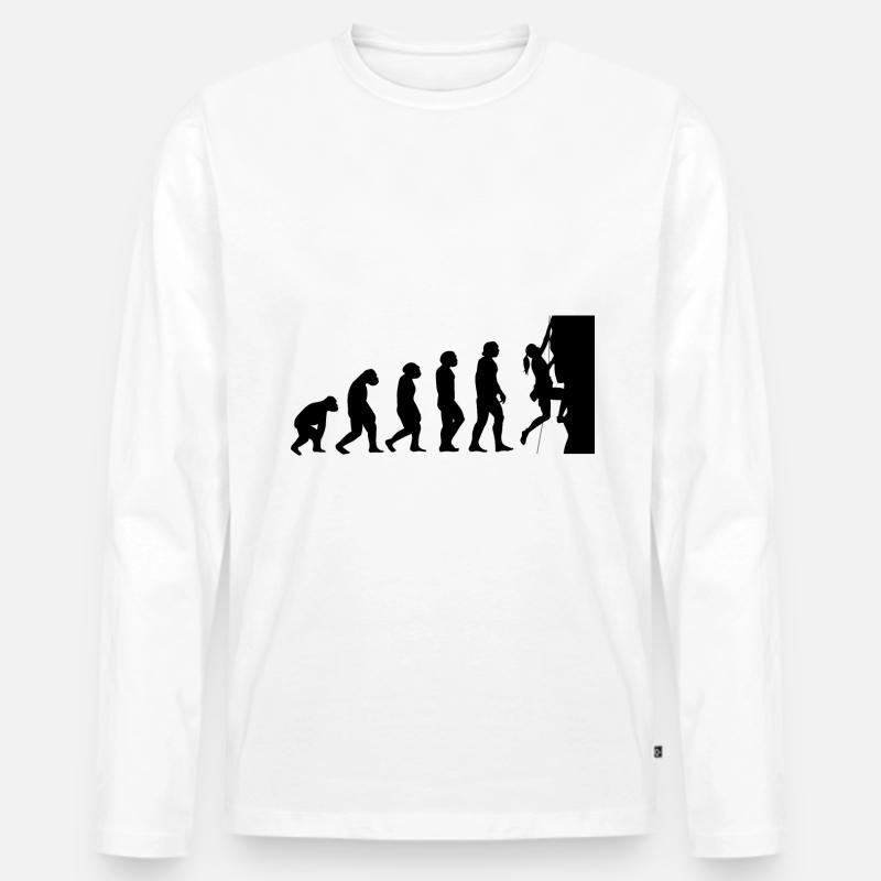 Evolution and Climbing - (2) - Men's Premium Organic Long Sleeve Shirt - white